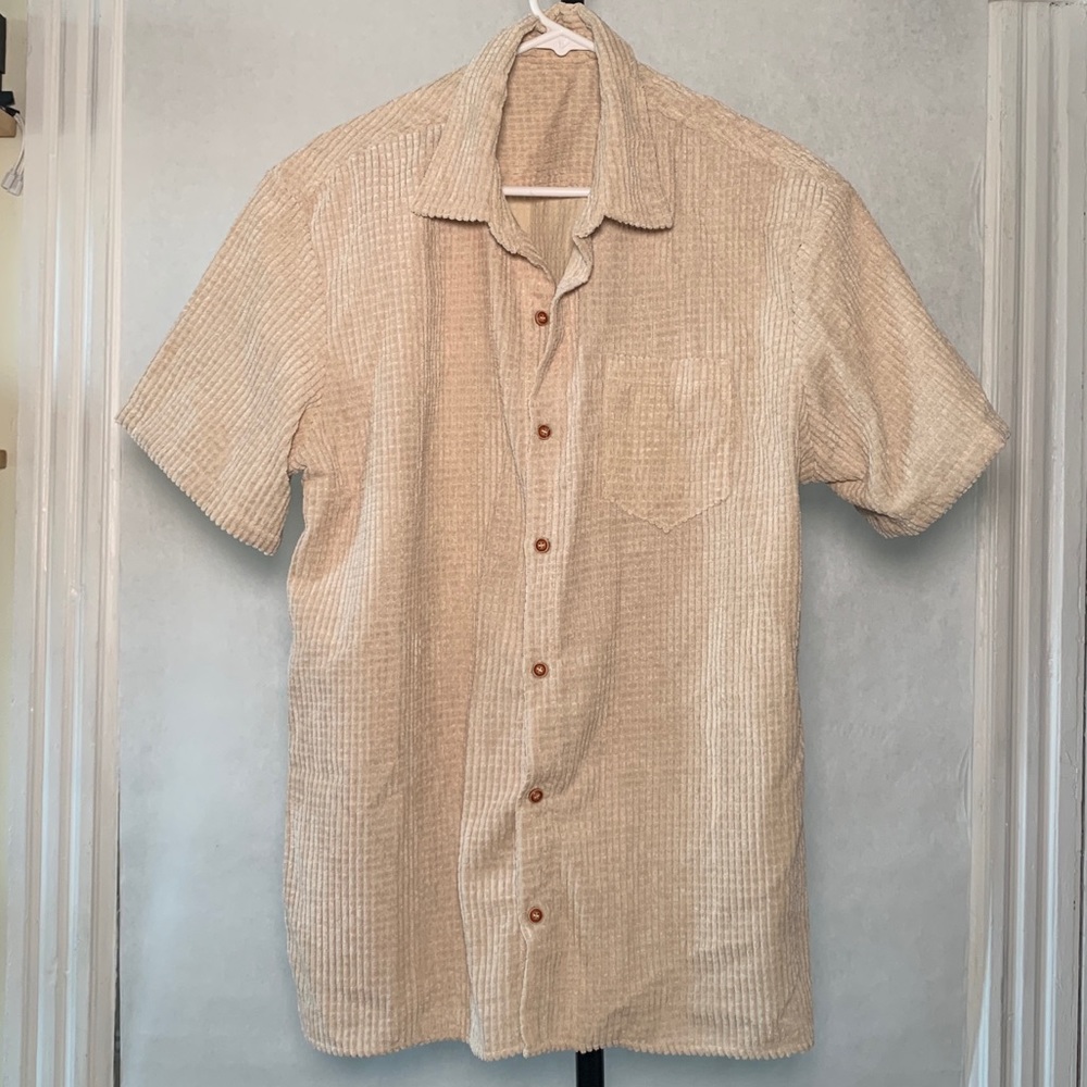 Waffle Corduroy SS Button-down Shirt - L